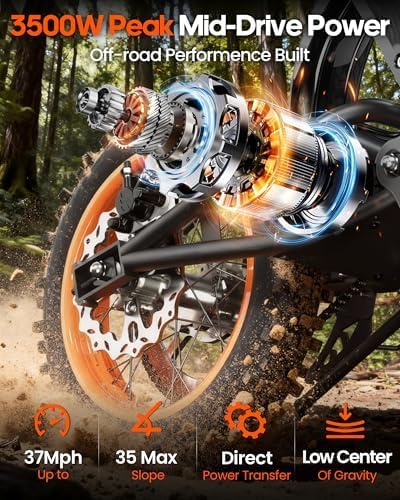 3500W Peak Electric Dirt Bike for Adults & Teens – 38 MPH Off-Road E-Bike, Up to 60 Miles Range, Hydraulic Suspension