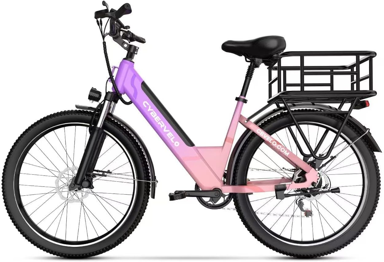 26" Electric Bike for Adults, 750W Peak Motor, Up to 80-Mile Range, 7-Speed All-Terrain E-Bike