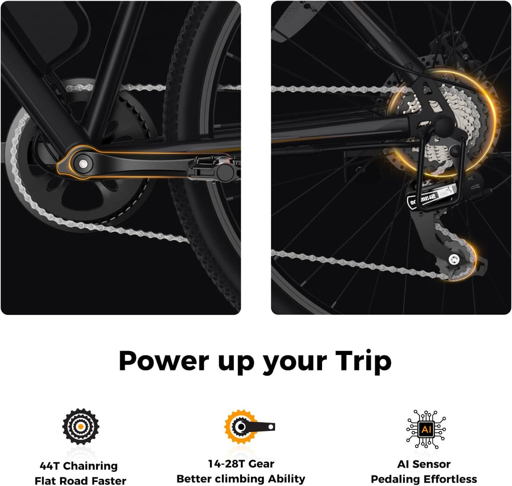 26" Electric Bike for Adults, 1000W Peak Motor, Up to 40-Mile Range, 7-Speed Commuter E-Mountain Bike with Front Suspension