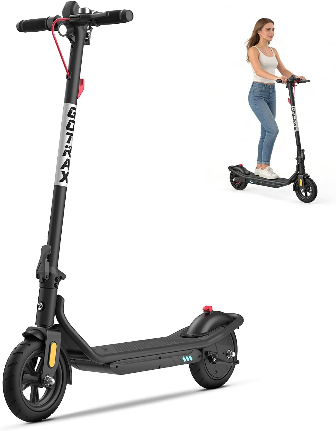 Electric Scooter for Adults, Max 12 Mile Range & 15.5Mph by 250W Motor, 8.5" Front Air & Rear Solid Tires