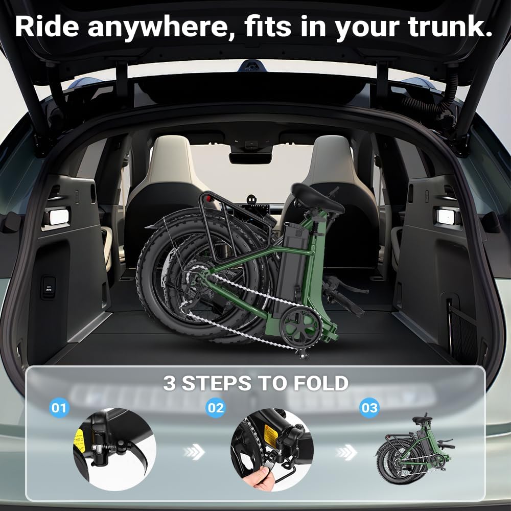 1800W Foldable Electric Bike for Adults, 86 Miles PAS Range, 52V 18.2Ah