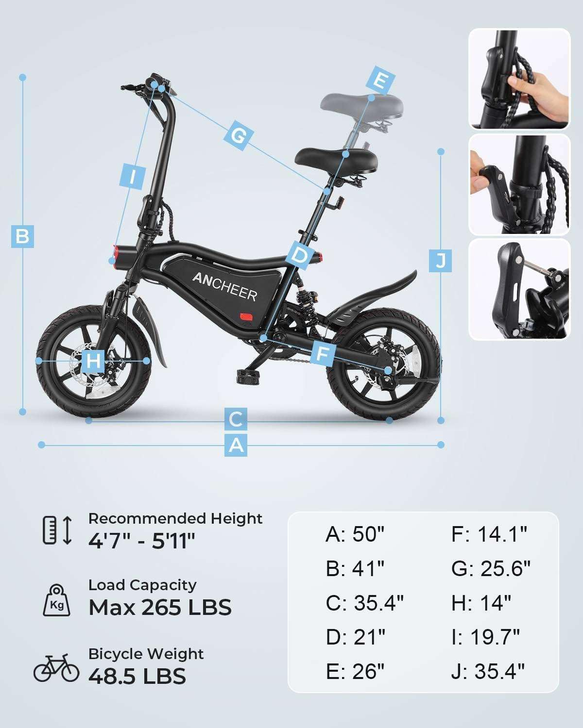 14-Inch Folding Electric Bike for Adults & Teens – Compact City E-Bike with Triple Suspension and Cruise Control