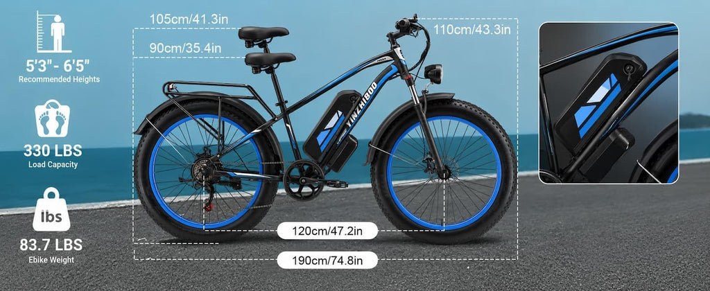 26" Fat Tire Electric Mountain Bike for Adults – Up to 32 MPH, Removable Power System, UL 2849 Certified