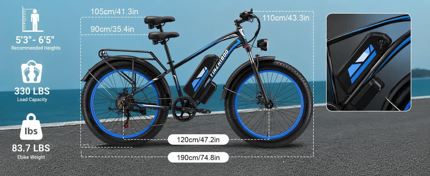 26" Fat Tire Electric Mountain Bike for Adults – Up to 32 MPH, Removable Power System, UL 2849 Certified