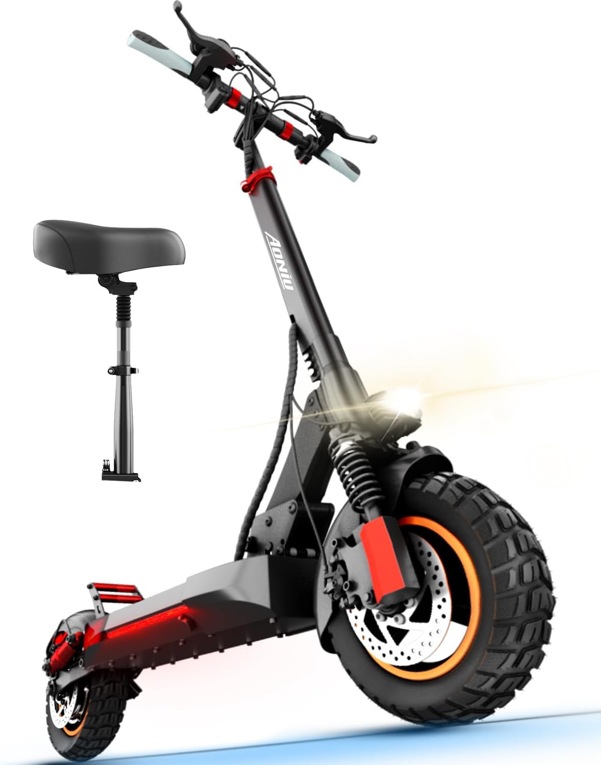 Foldable Electric Scooter with Seat for Adults, All-Terrain Commuter E-Scooter, Long-Range Design, Heavy-Duty Frame