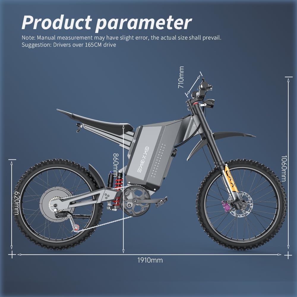 10000W Peak Electric Dirt Bike for Adults & Teens – 50 MPH Off-Road Electric Motorcycle, Full Suspension, Removable Battery