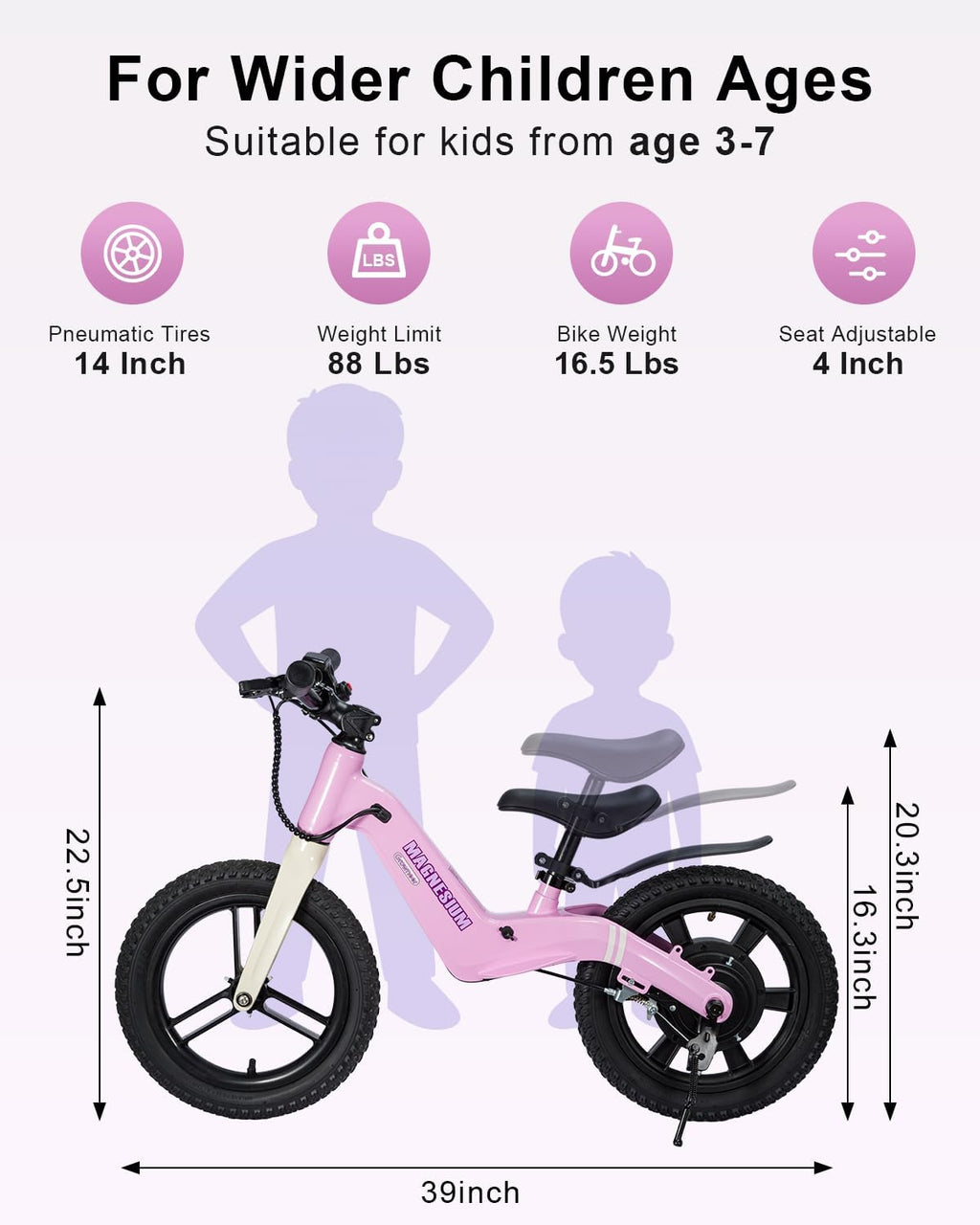 Electric Balance Bike for Kids Ages 3–6 – Lightweight Toddler E-Bike with 3 Speed Modes, Light-Up Front Tire & Adjustable Seat