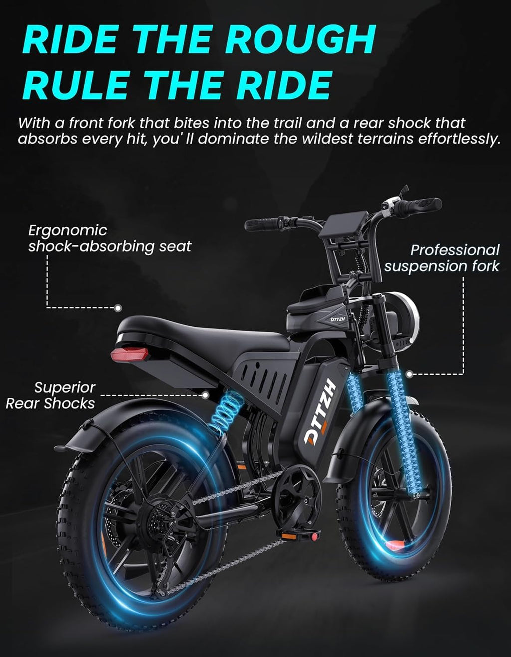 Electric Fat Tire Bike for Adults with NFC & Password Unlock, Full Suspension Off-Road E-Bike, 20-Inch Tires, Long-Range Performance