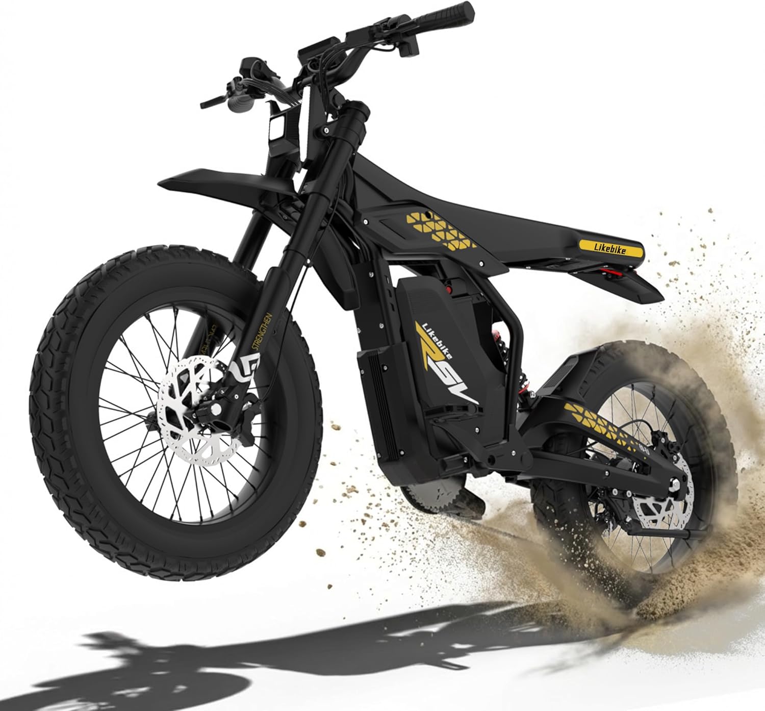 2000W/3000W Electric Dirt Bike for Adults, 20" Fat Tire Mountain eBike, Full Suspension, Removable Battery, 7-Speed Gear System, UL Certified