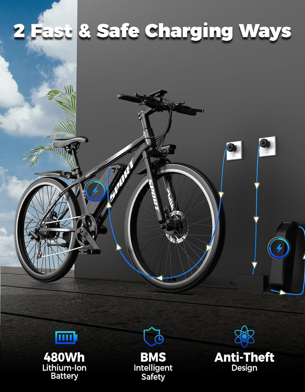 1500W Peak Electric Mountain Bike for Adults – 26-Inch Commuter E-Bike with 7-Speed Gears, Up to 25 MPH & 65-Mile Range