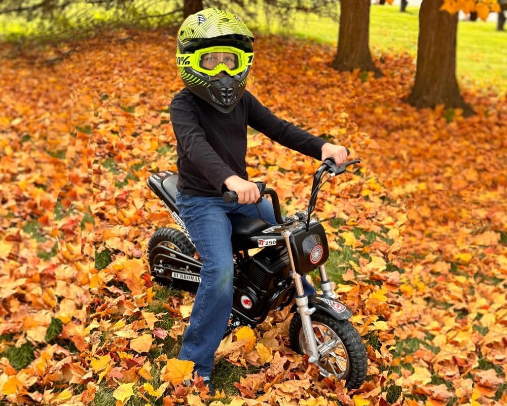 Kids Electric Dirt Bike – 250W Off-Road Mini Bike with 2-Speed Modes, Up to 14 MPH & 150 lb Rider Capacity
