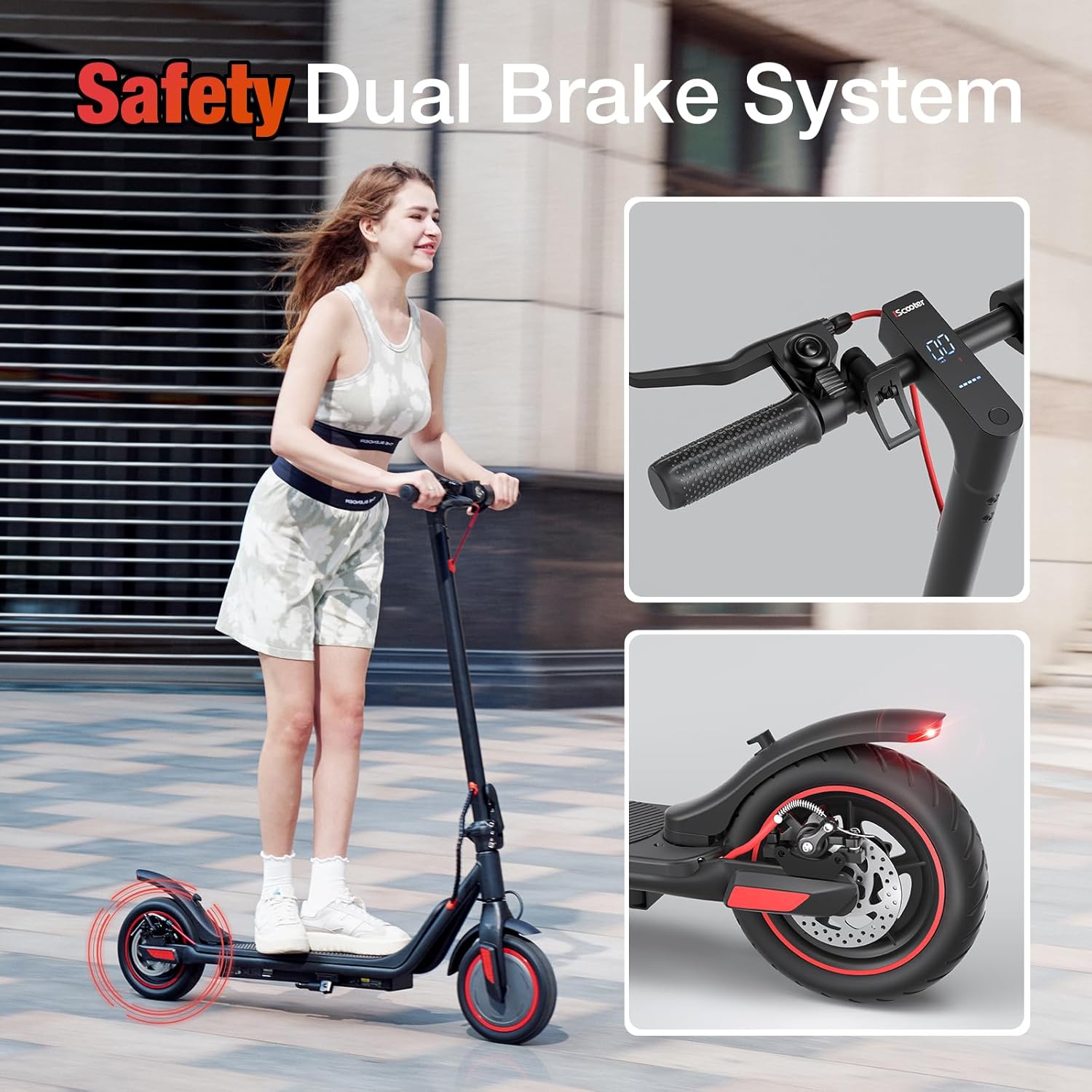 Electric Scooter Adults & Big Kids, Cruise Control, Dual Braking System, Smart App, Foldable