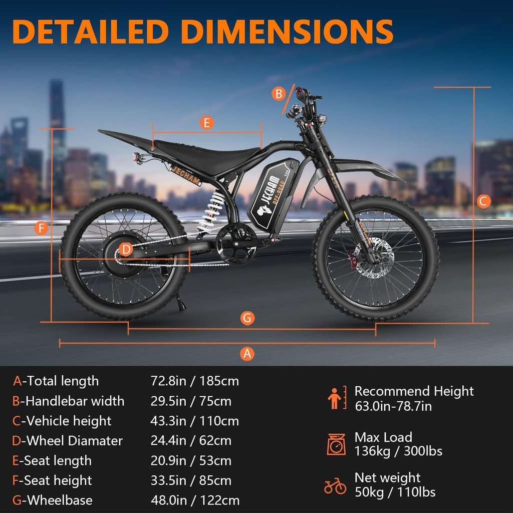 4700W Peak Electric Dirt Bike for Adults & Teens – 50 MPH Off-Road E-Bike, Up to 130 Miles Range, Dual Suspension