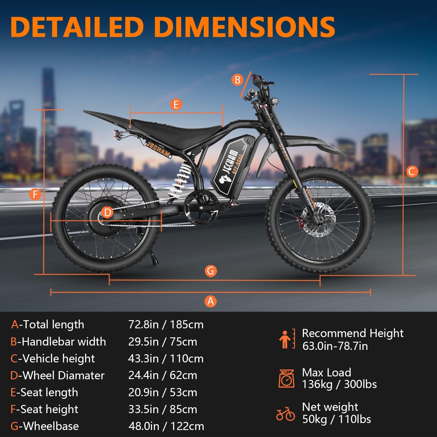 4700W Peak Electric Dirt Bike for Adults & Teens – 50 MPH Off-Road E-Bike, Up to 130 Miles Range, Dual Suspension
