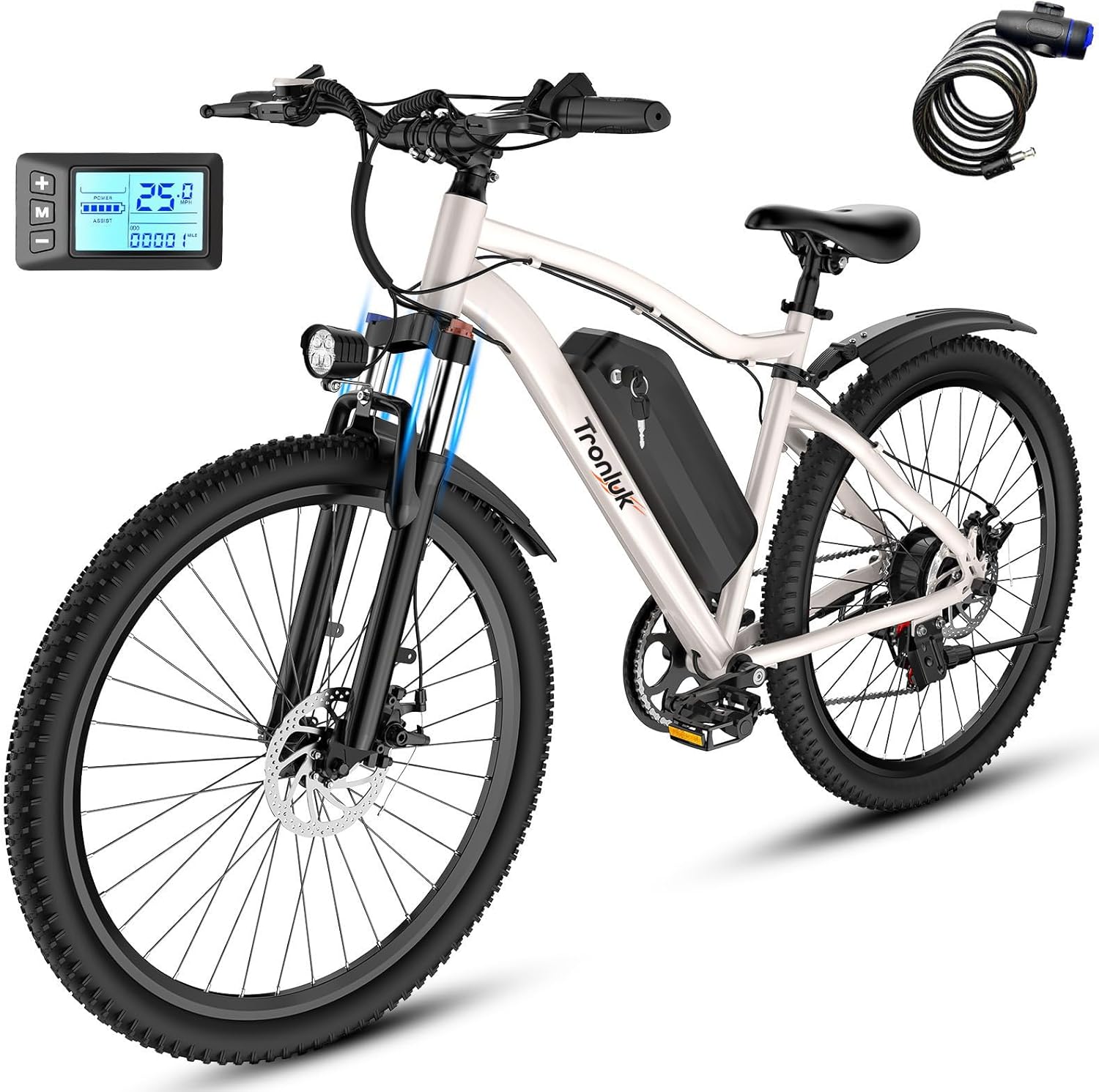 26" Electric Bike for Adults, 720W Peak Motor, 7-Speed Commuter E-Bike, Up to 50-Mile Range, All-Terrain Electric Bicycle