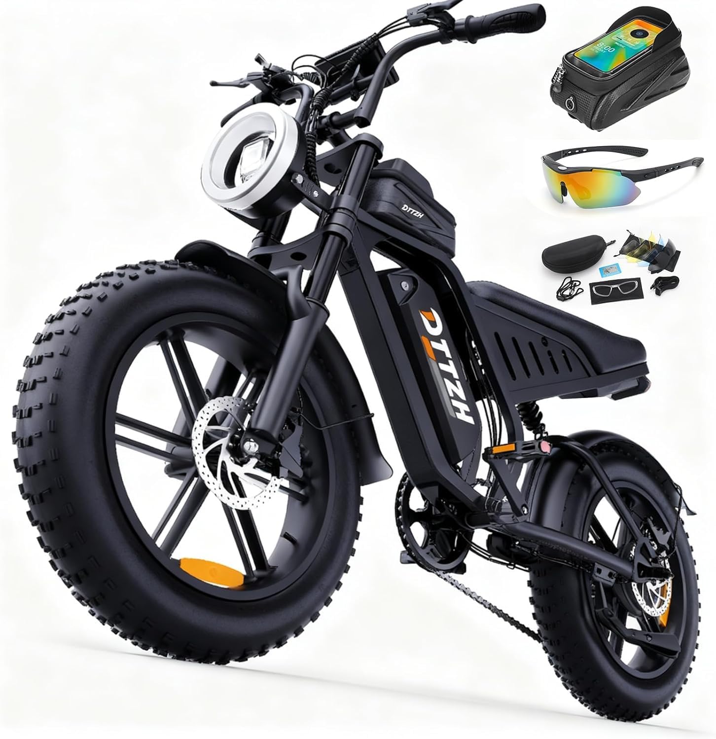 Electric Fat Tire Bike for Adults with NFC & Password Unlock, Full Suspension Off-Road E-Bike, 20-Inch Tires, Long-Range Performance