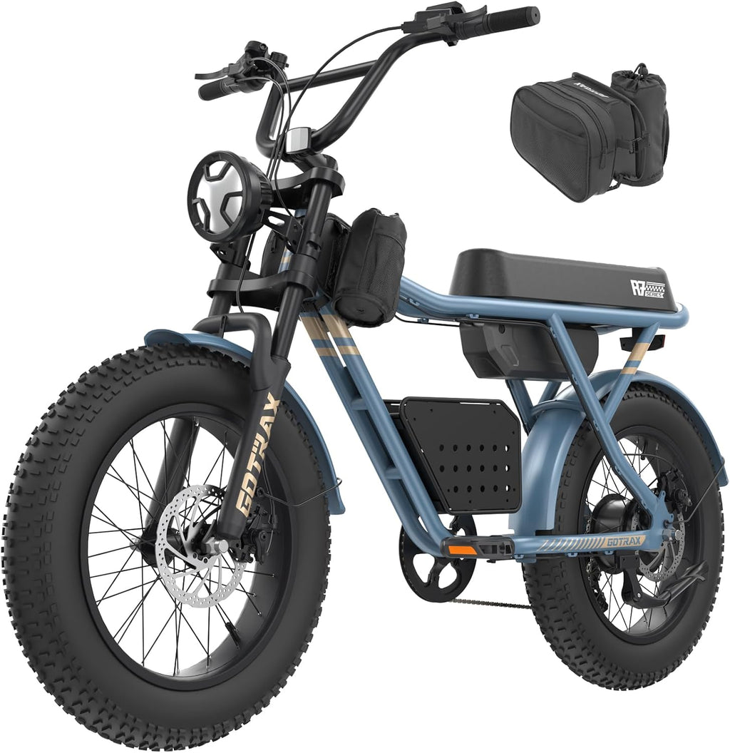 750W Electric Bike for Adults – 20" Fat Tire E-Bike, 25 MPH Top Speed, Up to 45 Miles Range, Basket & Frame Bag Included