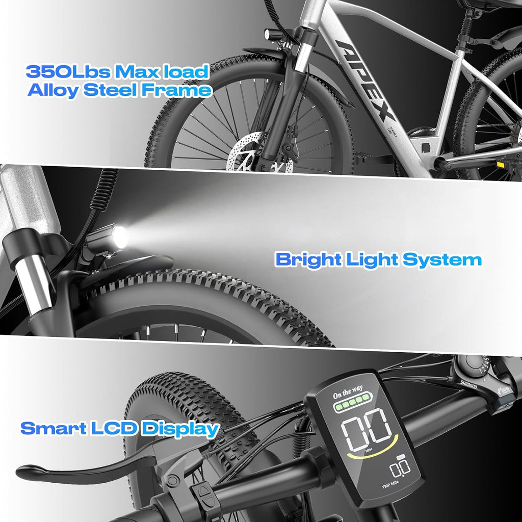 1200W Peak Electric Mountain Bike for Adults & Teens – 26" E-Bike, 25 MPH Top Speed, UL Certified, Waterproof Design