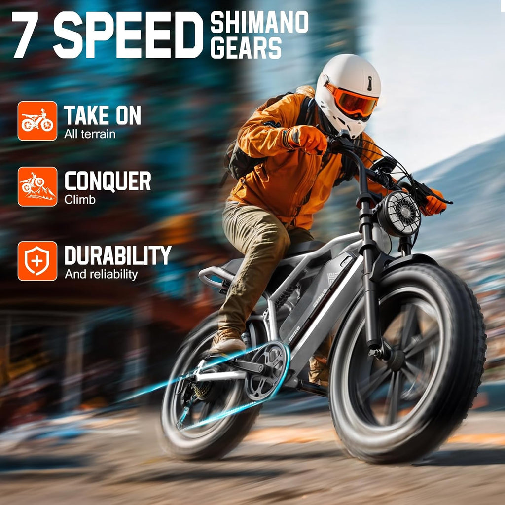 20-Inch Fat Tire Electric Bike for Adults – All-Terrain Off-Road E-Bike with Powerful Motor & Extended Range