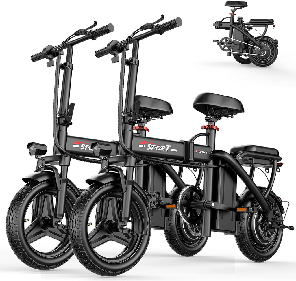 Folding Electric Bike for Adults & Teens – Up to 1200W Peak Motor, 14-Inch Portable E-Bike with Dual Suspension, 3-Speed Modes, Up to 25 MPH & 45-Mile Range