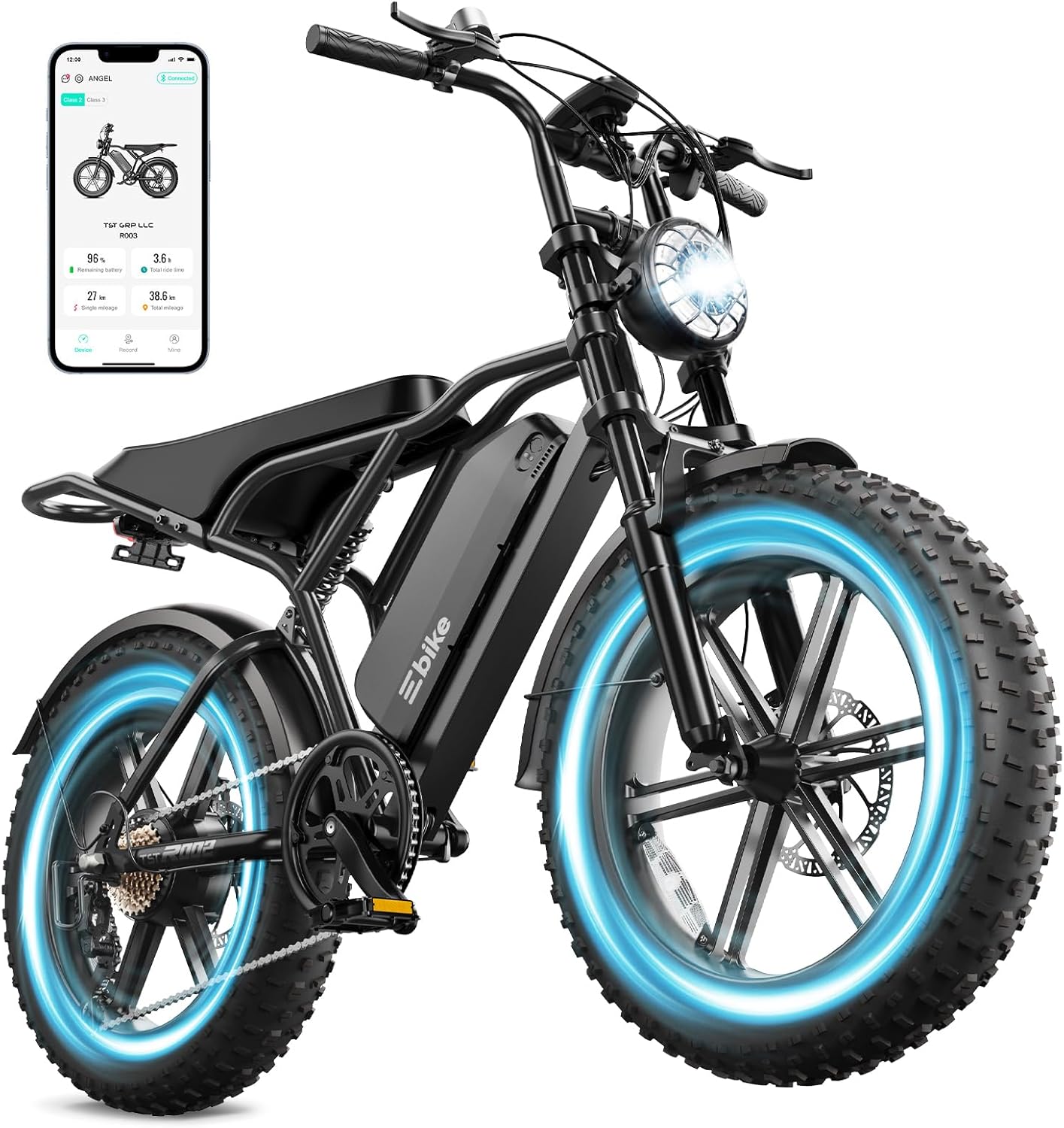 Adult Electric Fat Tire Bike, 1500W Peak Motor, Up to 60-Mile Range, 20" All-Terrain E-Bike with Dual Suspension & 7-Speed Drivetrain