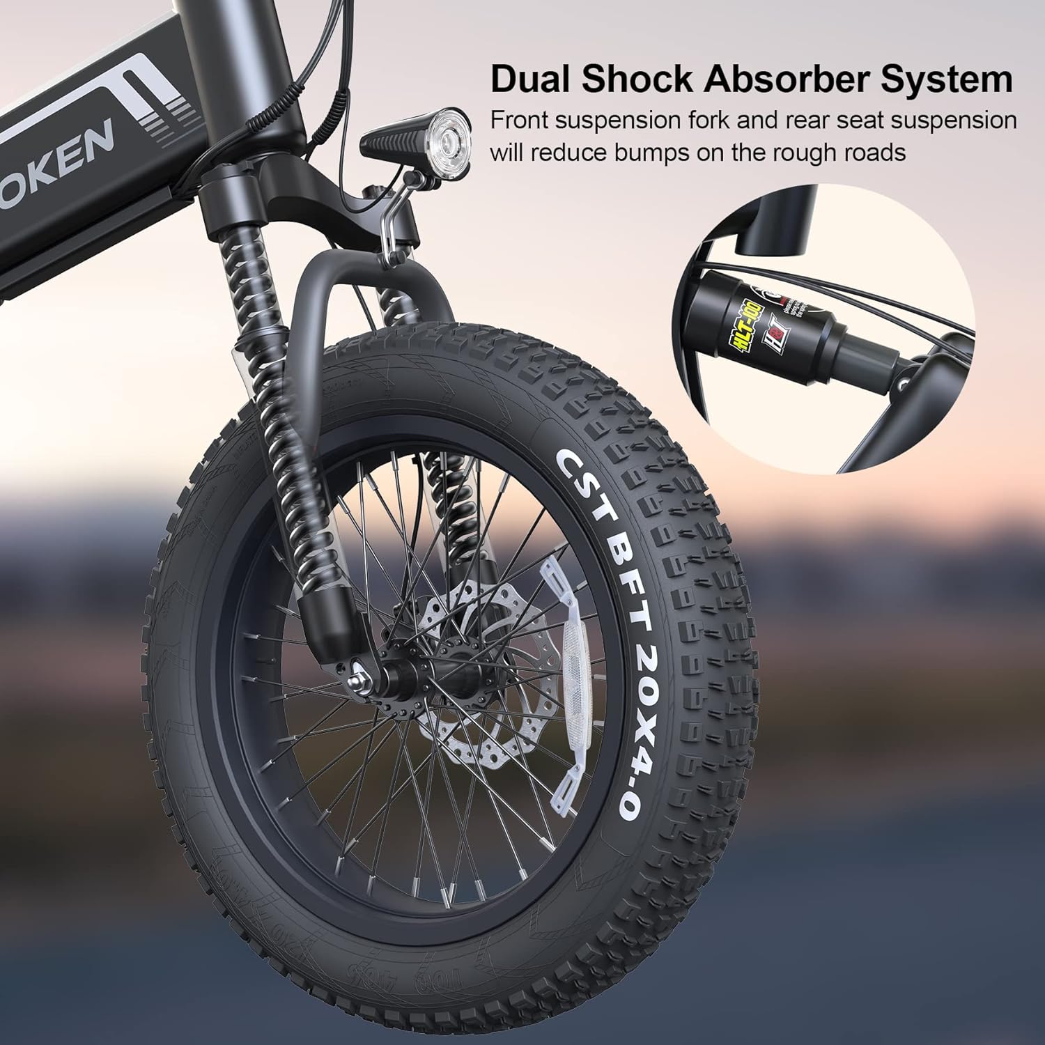 20" Fat Tire Folding Electric Bike for Adults with 1000W Peak Motor, 7-Speed Gear System, Shock Absorber & Up to 20 MPH