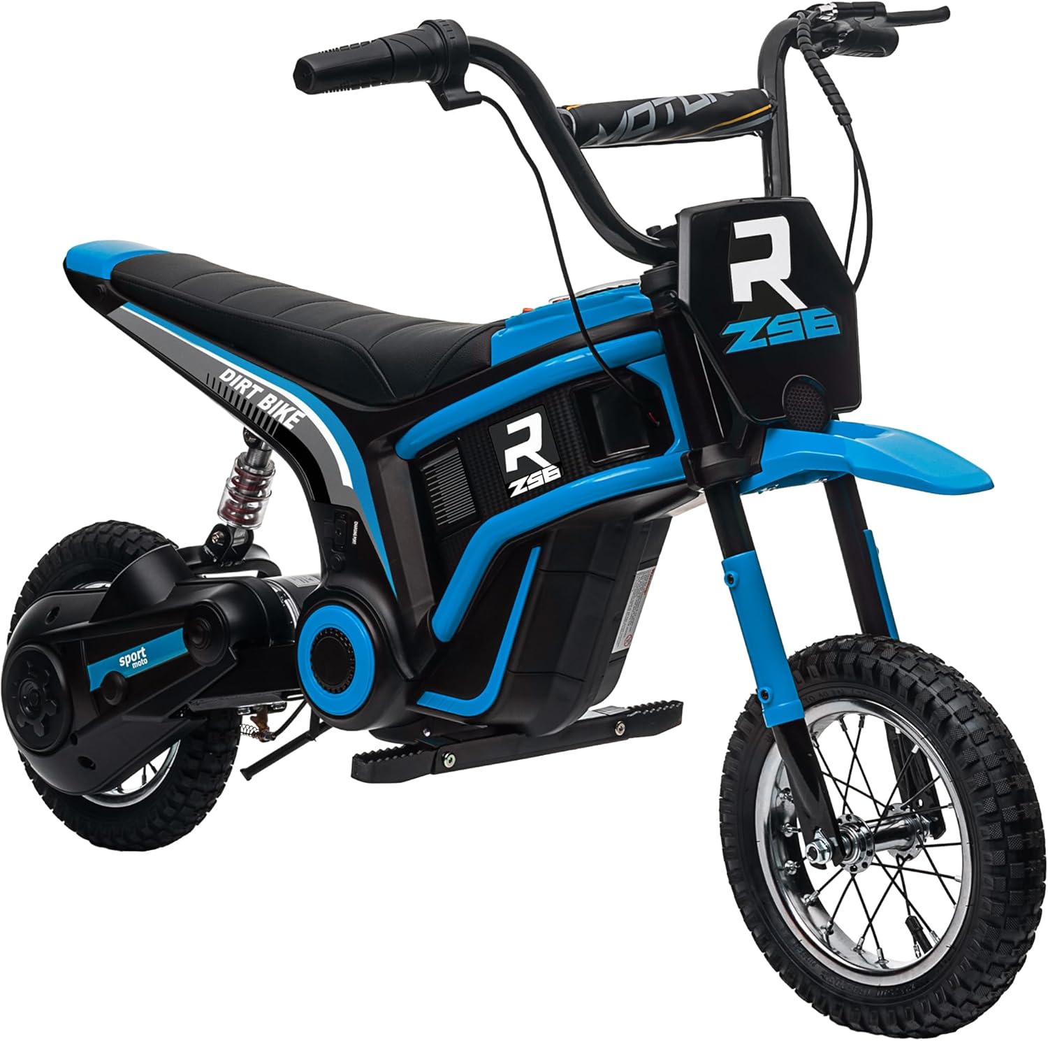 Electric Dirt Bike 350W Off-Road Motorcycle, Twist Grip Throttle, Up to 15 MPH, Rear Suspension, Music & Horn, Hand Brake, Green
