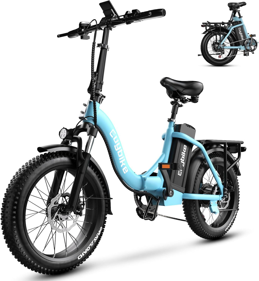 1000W Folding Electric Bike for Adults – 20" Fat Tire Foldable E-Bike, Up to 80 Miles Range, Removable Battery