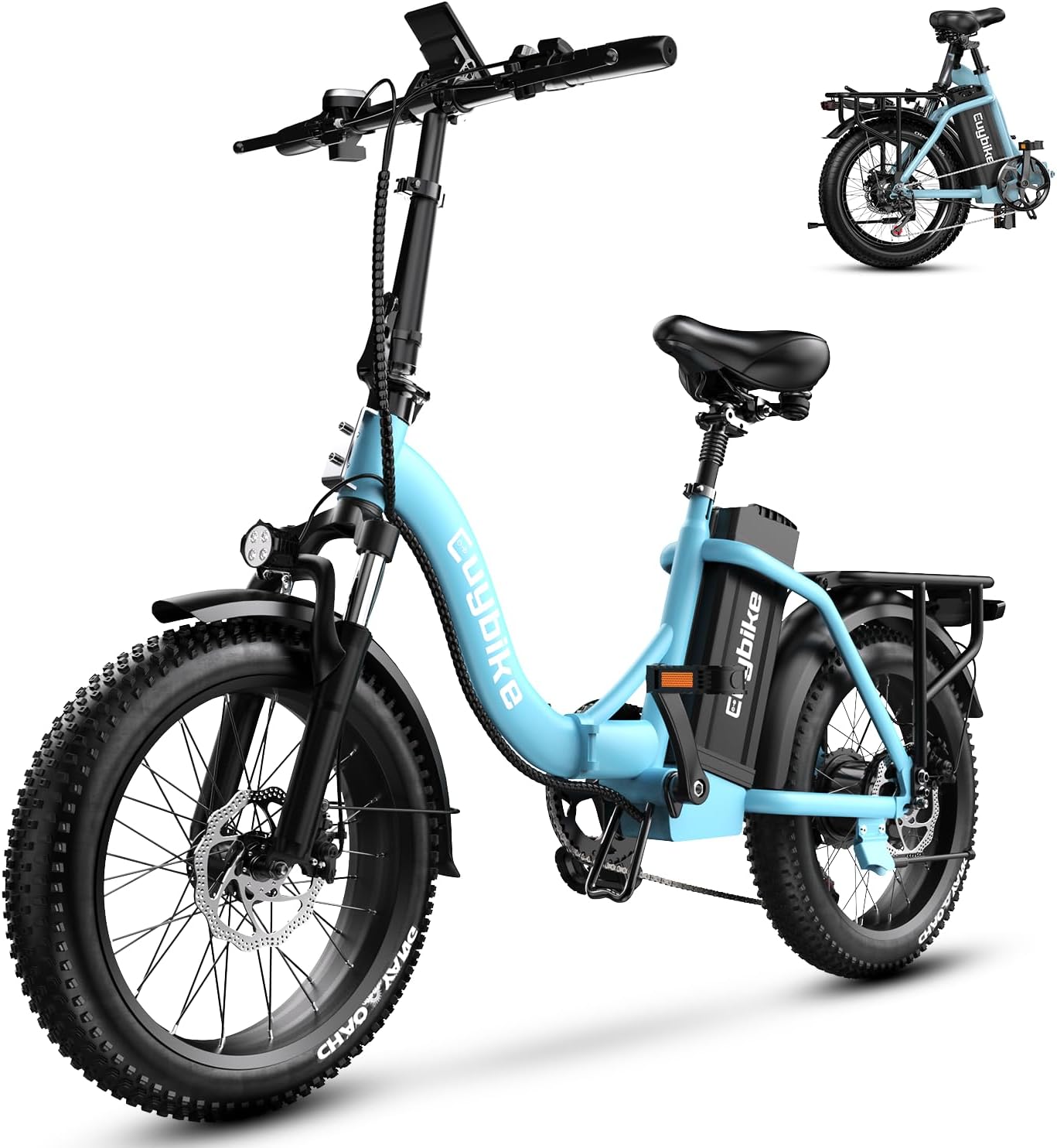 1000W Folding Electric Bike for Adults – 20" Fat Tire Foldable E-Bike, Up to 80 Miles Range, Removable Battery
