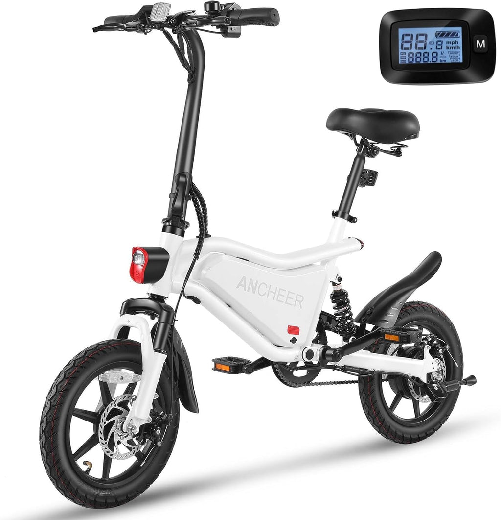 14-Inch Folding Electric Bike for Teens & Adults – 500W Motor, Compact City E-Bike with Triple Shock Absorption, Cruise Control & Brake Taillight