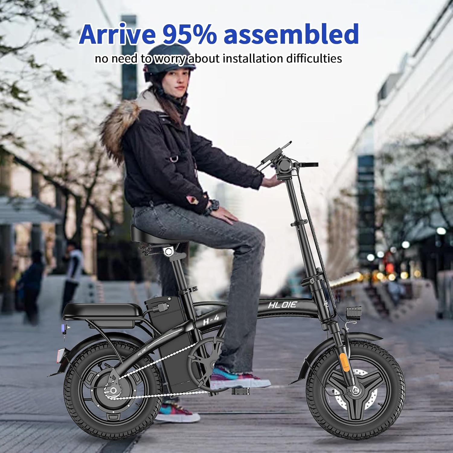 14" Folding Electric Bike for Adults & Teens – Up to 23 MPH, 35-Mile Range