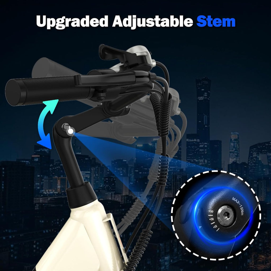 Step-Through Electric Bike for Adults, 1000W Peak Motor, 7-Speed Commuter E-Bike with Rear Cargo Rack