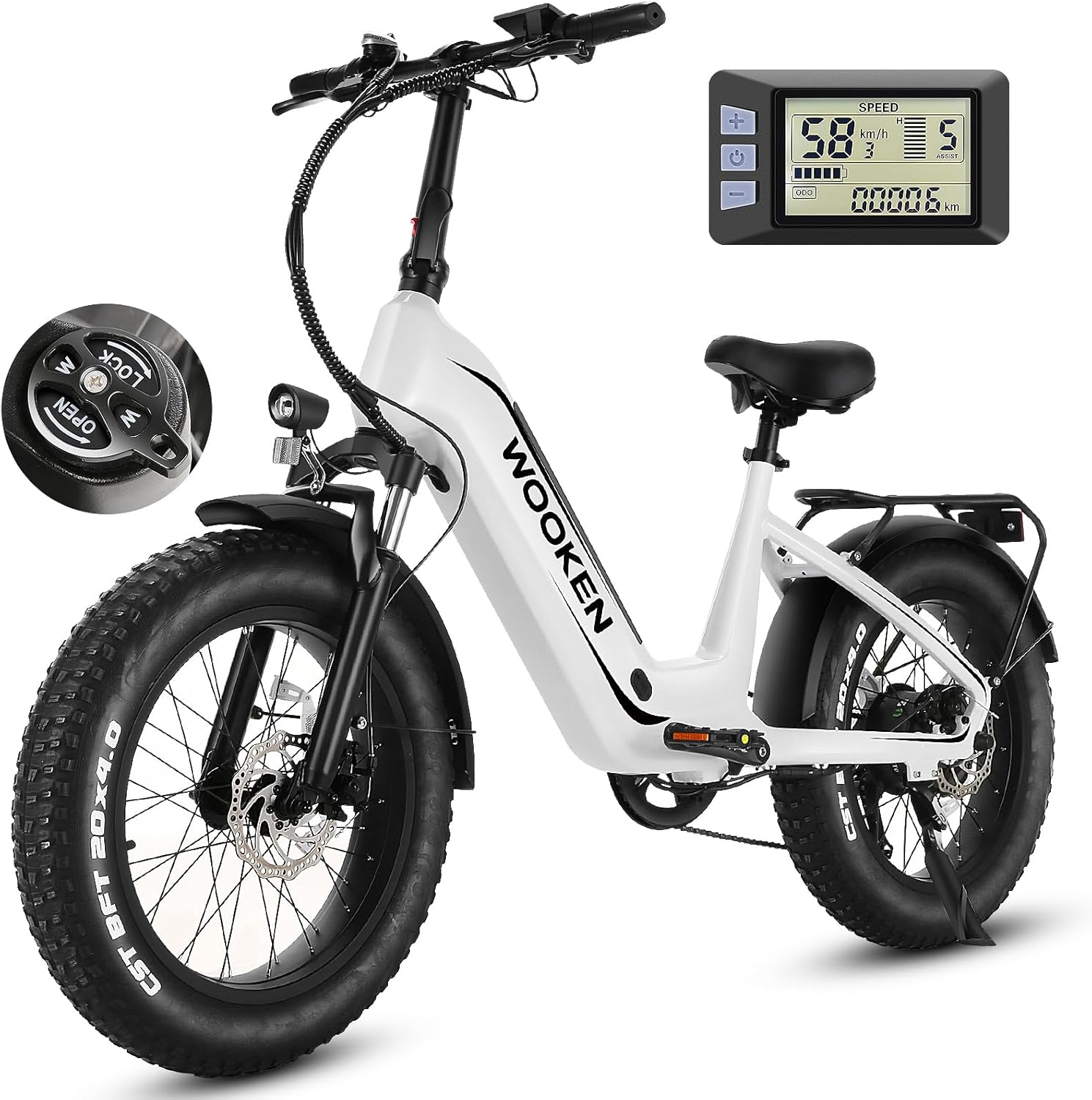 Step-Through Fat Tire Electric Bike for Adults – 20" All-Terrain E-Bike with Removable Power System & Long-Range Performance