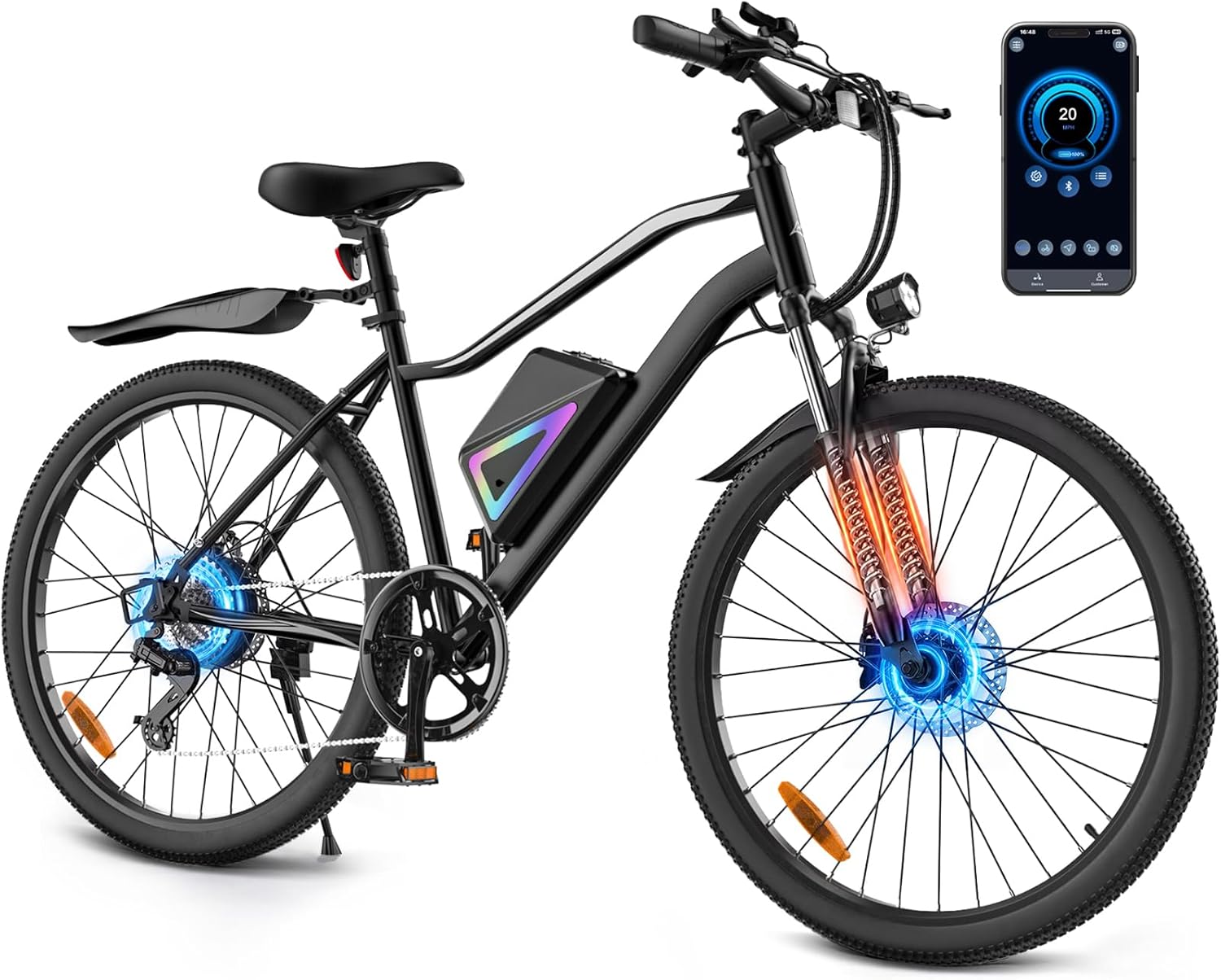 Electric Bike for Adults, 26-Inch & Foldable Commuter E-Bike, Long-Range Electric Bicycle with Multi-Speed Drivetrain and Removable Power System