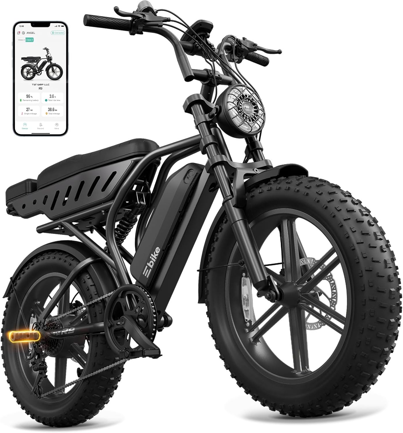 Adult Electric Fat Tire Bike, 1500W Peak Motor, Up to 60-Mile Range, 20" All-Terrain E-Bike with Dual Suspension & 7-Speed Drivetrain