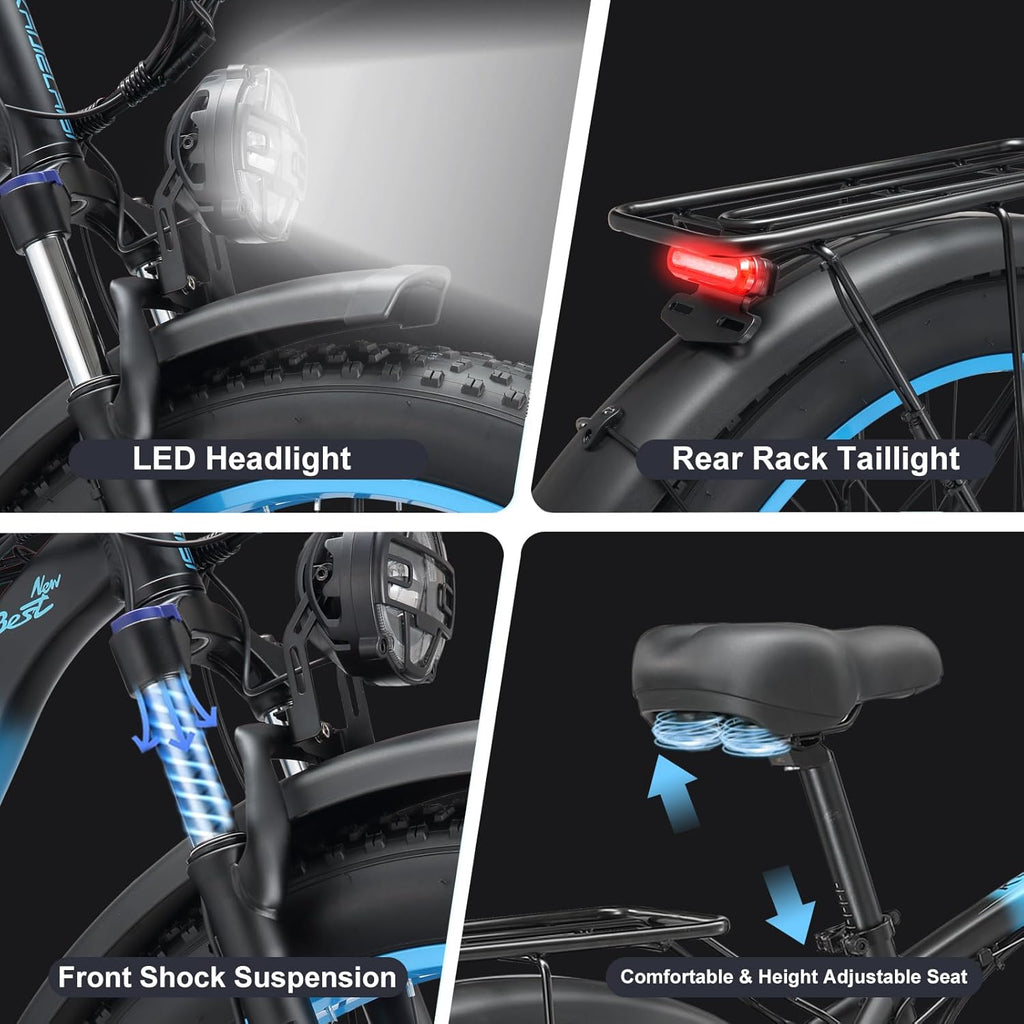 4000W Peak AWD Dual Motor Electric Bike for Adults – 26" Fat Tire E-Bike, 21-Speed, Dual Hydraulic Brakes