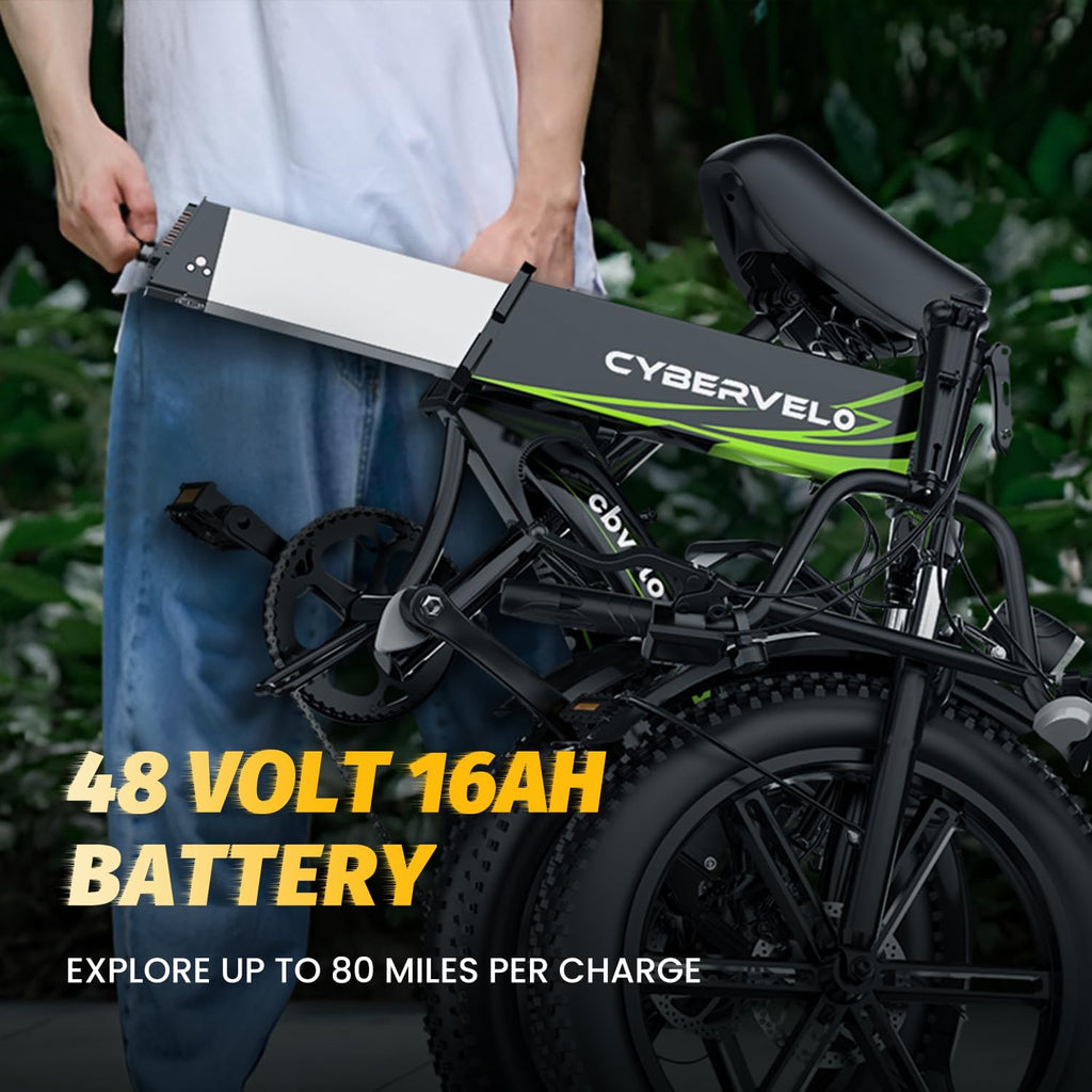 20" Fat Tire Folding Electric Bike for Adults with 1000W Motor, 7-Speed Gear System, Up to 30+ MPH & 80 Miles Range