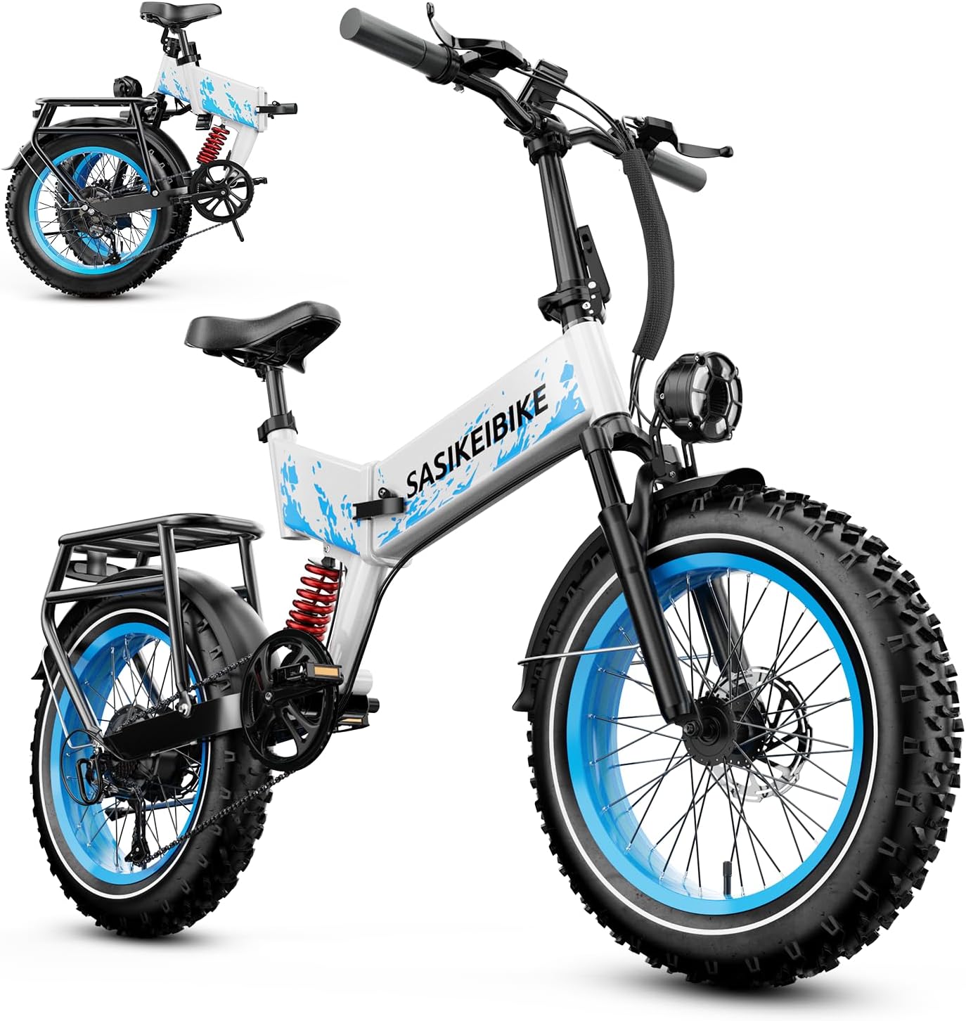 1500W Folding Electric Bike for Adults – 20" Fat Tire E-Bike, Up to 70 Miles Range, Dual Suspension, Foldable Design