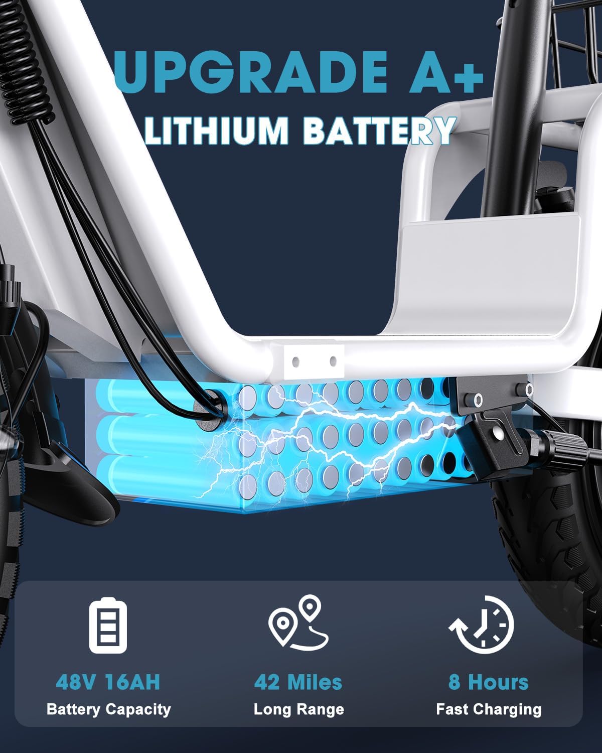 Foldable Electric Scooter with Seat for Adults, 1800W Peak Motor, Up to 42 Miles Range, 20 MPH Top Speed, Rear Basket & 330 lb Capacity