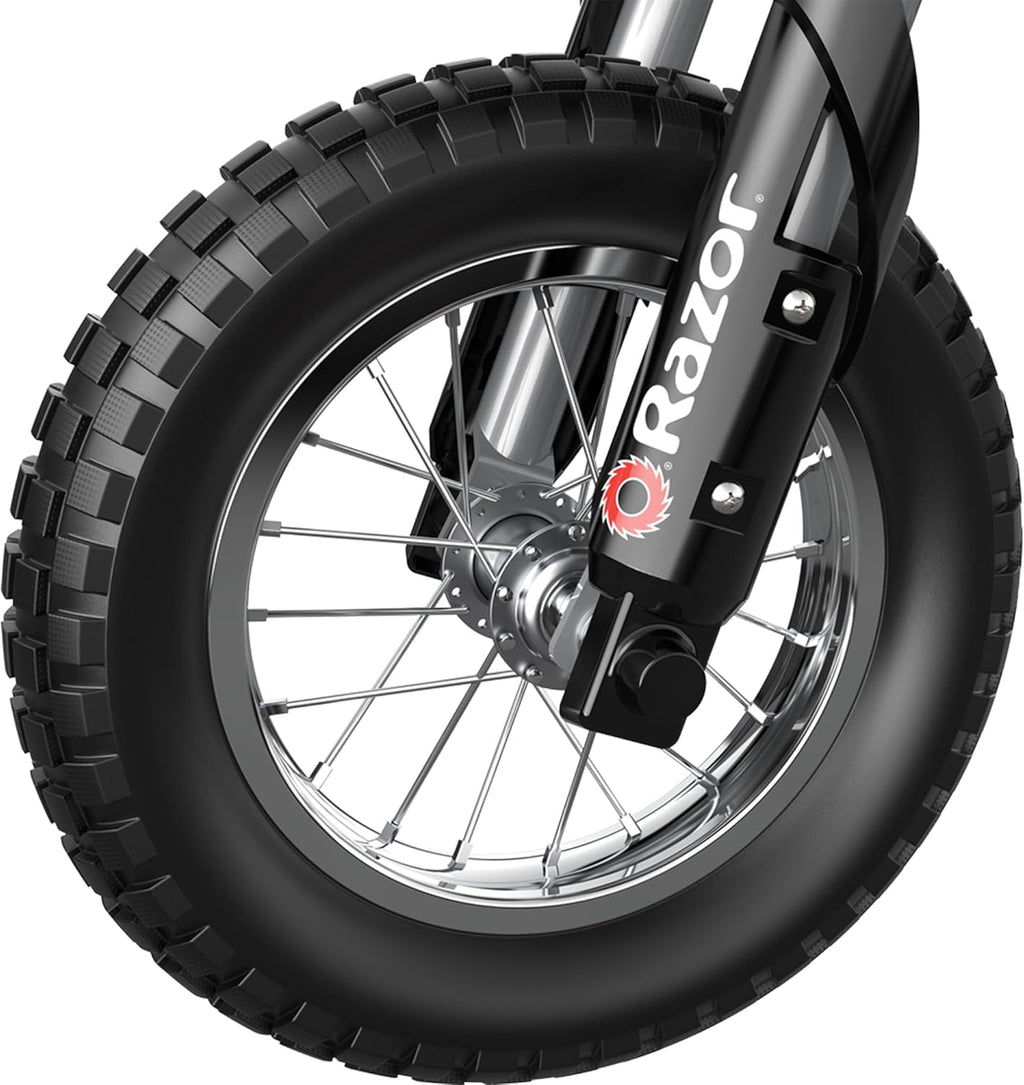 Electric Dirt Bike for Kids Ages 8+ – 12” Pneumatic Tire Off-Road E-Bike with Twist Throttle