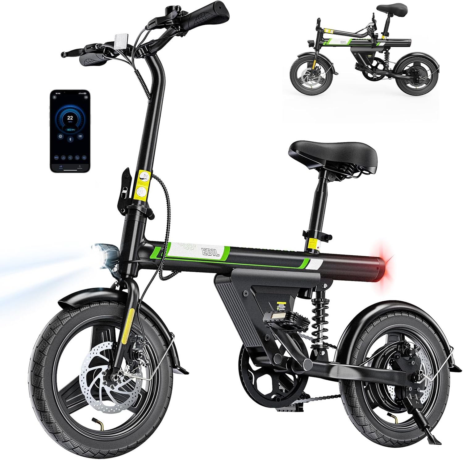 Electric Bike for Adults, 26-Inch & Foldable Commuter E-Bike, Long-Range Electric Bicycle with Multi-Speed Drivetrain and Removable Power System