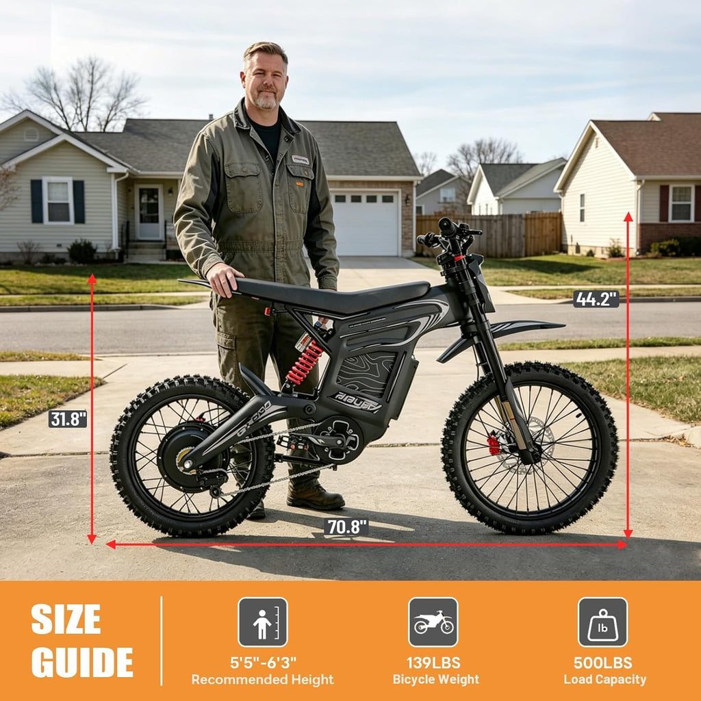 7500W Peak Electric Dirt Bike for Adults – 55 MPH Electric Motorcycle, 80+ Mile Range, Full Suspension & Hydraulic Brakes