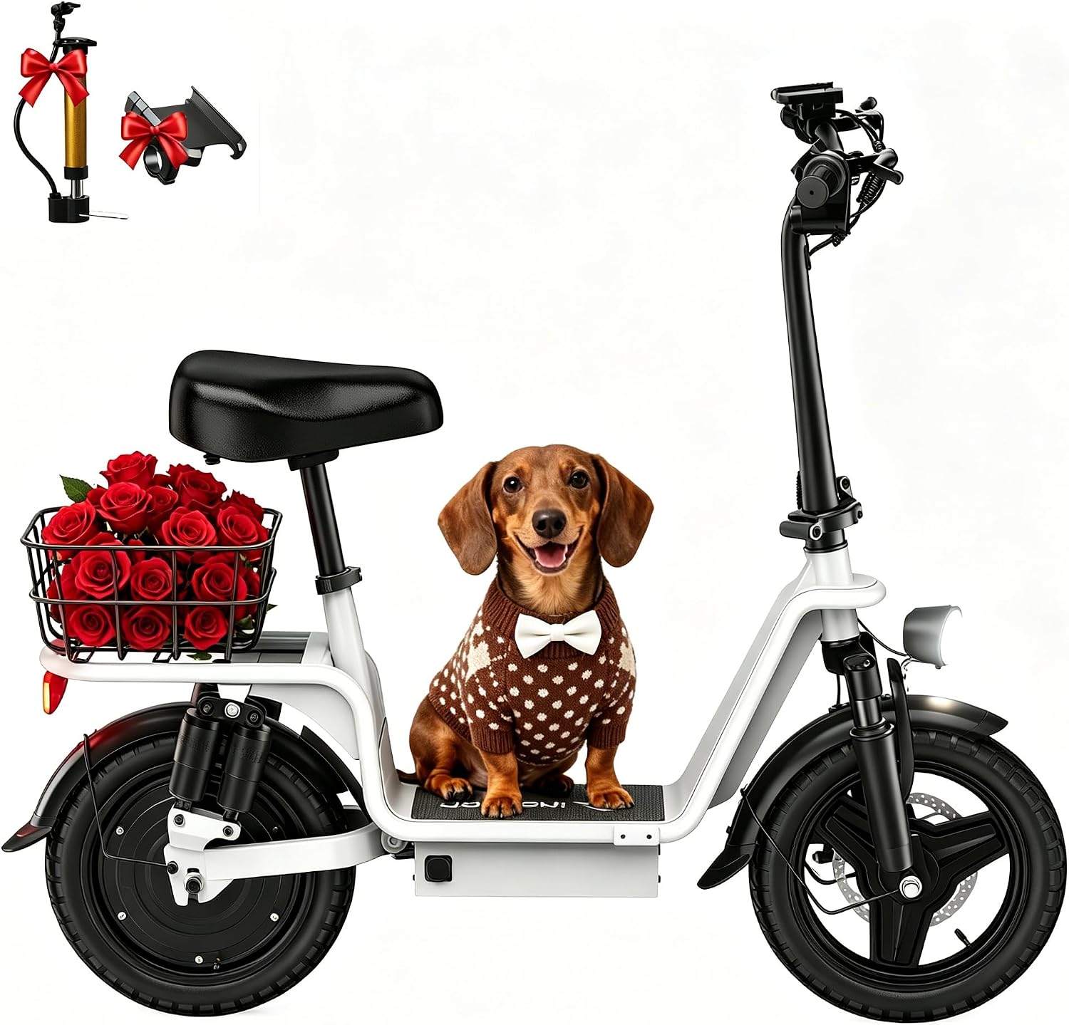 Foldable Electric Scooter with Seat for Adults, 1800W Peak Motor, Up to 42 Miles Range, 20 MPH Top Speed, Rear Basket & 330 lb Capacity