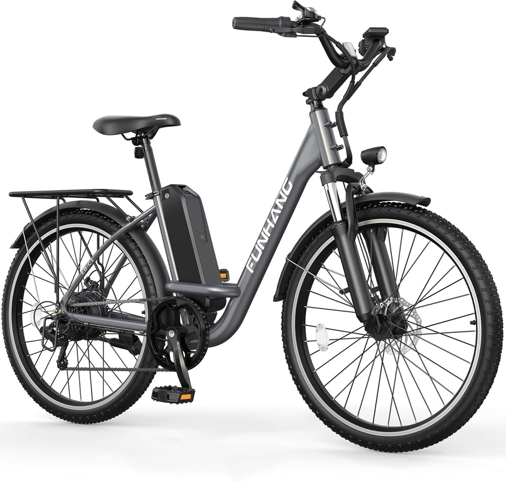26-Inch City Cruiser Electric Bike for Adults – 1000W Peak Motor, 7-Speed Commuter E-Bike, Up to 20 MPH & 50-Mile Range