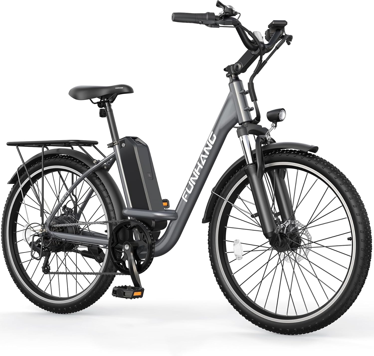 26-Inch City Cruiser Electric Bike for Adults – 1000W Peak Motor, 7-Speed Commuter E-Bike, Up to 20 MPH & 50-Mile Range