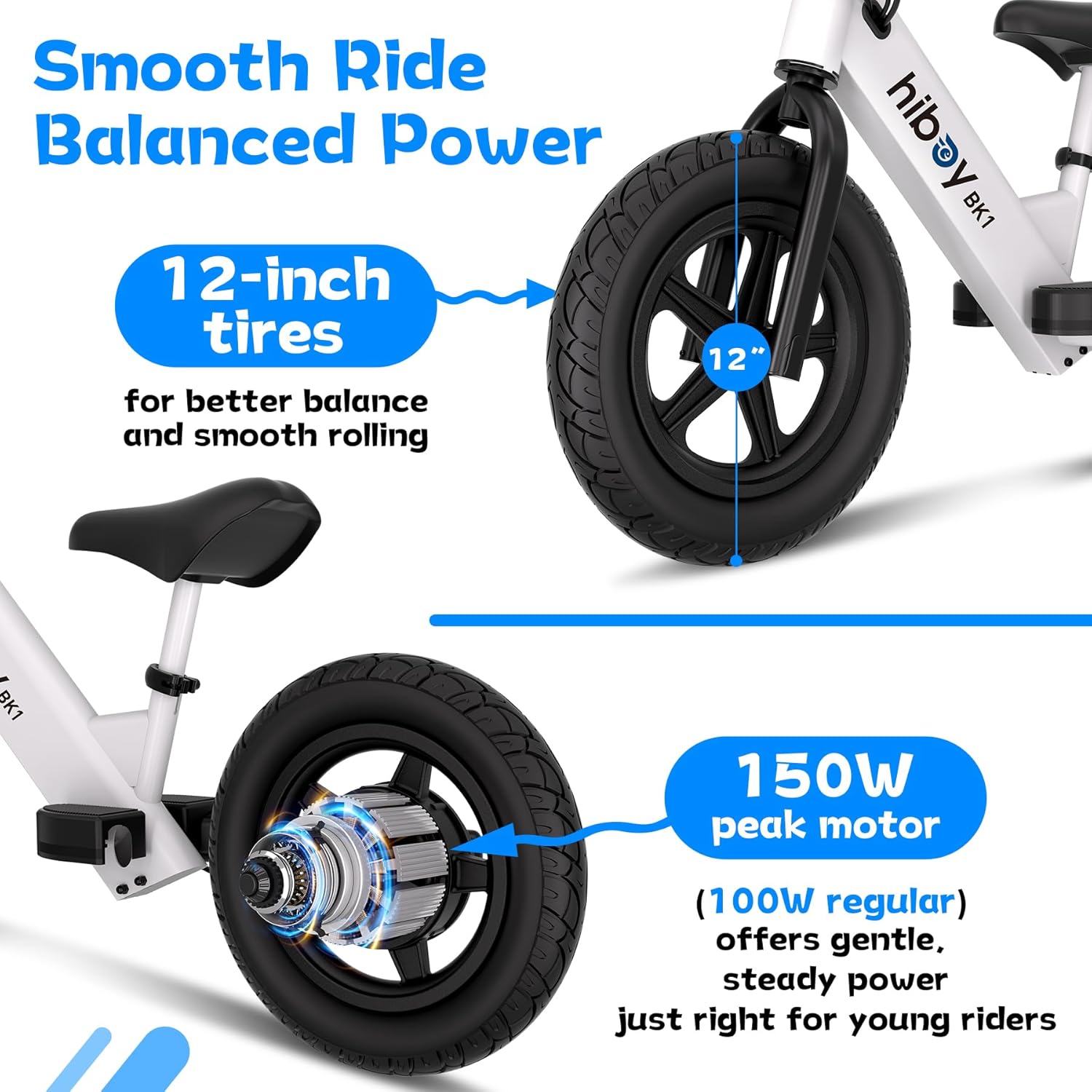 Electric Balance Bike for Kids (Ages 3–5) – 12" Training E-Bike with Adjustable Seat