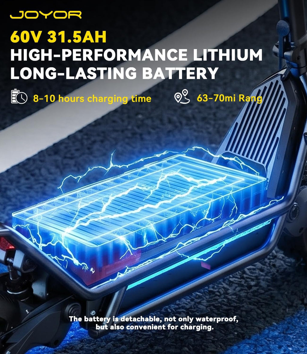 Electric Scooter,3200W Peak Motor 60V 31.5Ah Battery,53 MPH Top Speed & 75 Miles Range,11" All-Terrain