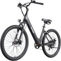 26" Step-Through Electric Bike for Adults, 500W Peak Motor, Up to 30-Mile Range, 7-Speed City E-Bike with Front Suspension