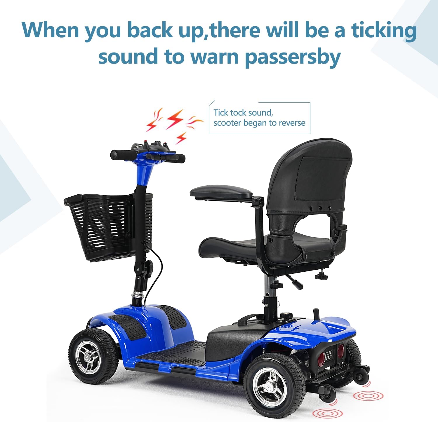 4-Wheel Mobility Scooter for Seniors & Adults – Foldable Electric Travel Scooter with Basket, LED Lights & Extended Battery