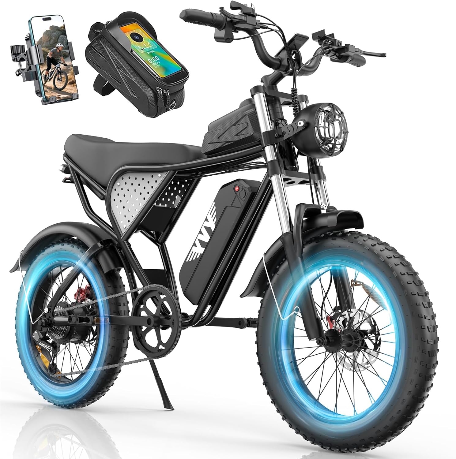 20" Fat Tire Electric Bike for Adults, Up to 3000W Peak Motor, Full Suspension All-Terrain eBike, Long-Range Performance, Off-Road & Trail Riding